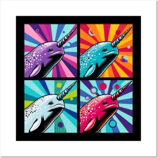 Neon Narwhal Pop Art - Mystical Marine Posters and Art